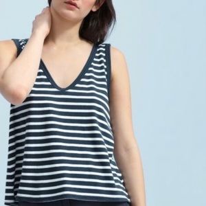 Everlane V-Neck Tank Top Stripe Blue White S